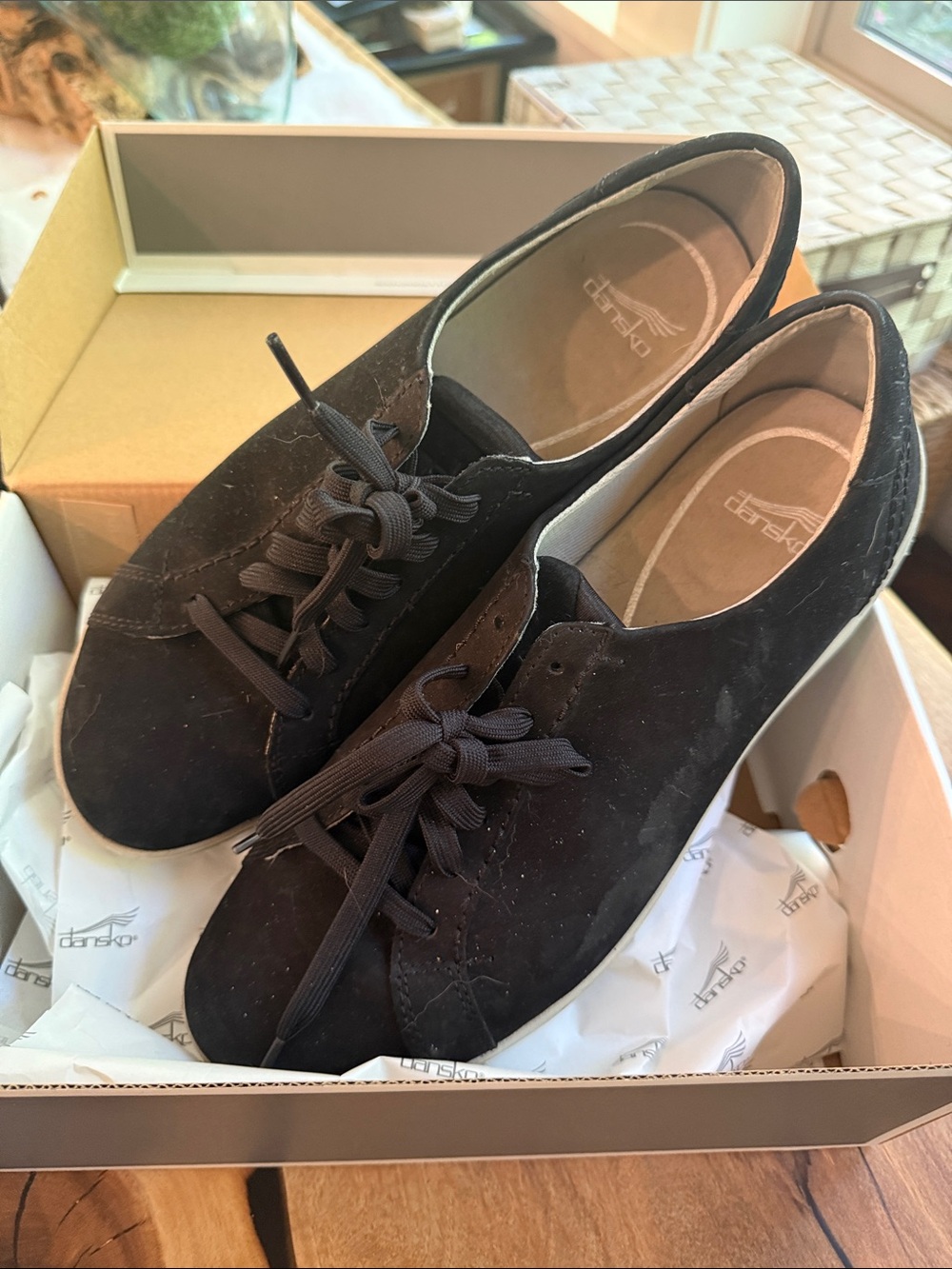 Dansko Black Suede Lace-Up Sneakers